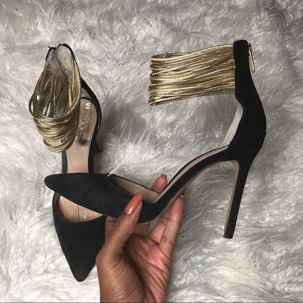 Vince Camuto Gold Ankle Ring Heels